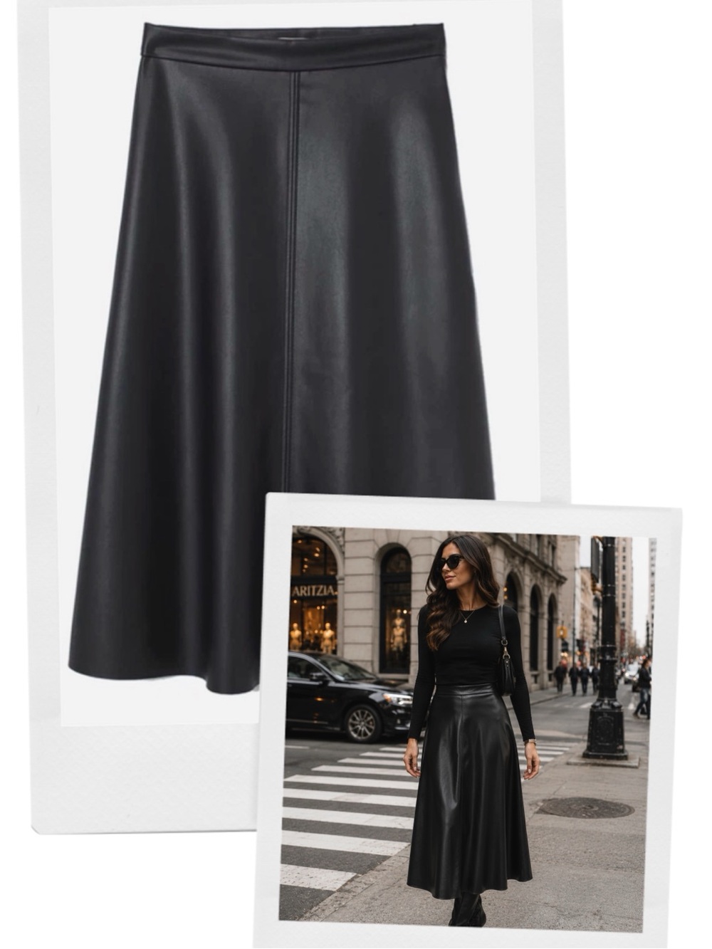 H&M faux leather midi skirt